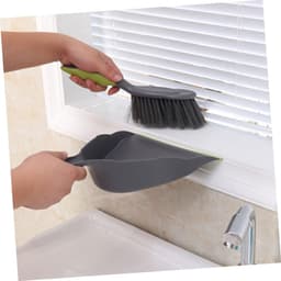 Bezem Stoffer Set - Kruimelborstel Vloer - Bureau Schoonmaken - Met Ophanggat - 325 cm - Grijs Groen — thumbnail 2