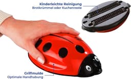 Kruimelverzamelaar - Kruimelreiniger Tafel - Tafel Schoonmaken - Dubbele Borstelrol - 18 x 12 x 6 cm - Rood — thumbnail 5