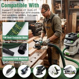 Casalora® Stofafzuigslang van 5 m voor Festool CT 26/36/48, CT 15/25, CT Mini en CT MIDI vanaf 2019 – EVA-zuigslang — thumbnail 2
