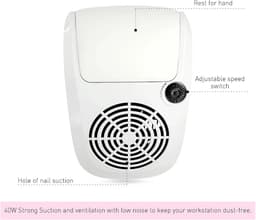 Nagelstofzuiger - Stofcollector Manikure - Nagels Vijlen Schoon - Verstelbare Sterke Fan - 40W Vermogen - Wit — thumbnail 2