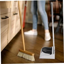 Vuilblik met Handgreep - Afvalschep Stoffer - Efficiënt Schoonmaken - Roestvrij Staal Materiaal - 70 cm Hoog - Zilverkleurig — thumbnail 5