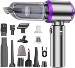 Draagbare Kruimeldief - Auto Stofzuiger - Auto en Huis - 4-in-1 Functie - 22000PA Zuigkracht - Zilverpaars — thumbnail 1