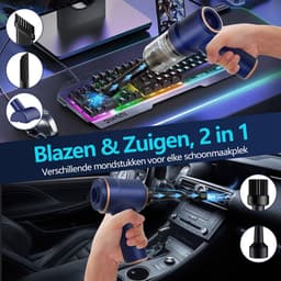 Gloovon kruimeldief - Kruimeldief Snoerloos - Stofzuiger Zonder Zak - Handstofzuiger - Oplaadbaar - Auto Stofzuiger - Blauw — thumbnail 3