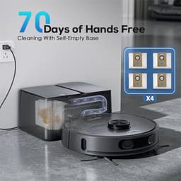 Teendow D65S MAX 3-in-1 Robotstofzuiger en -mop met LiDAR-navigatie, slimme kaartvorming en maximale sterke 6000Pa zuigkracht, zelfledigende bases voor 70 dagen, WiFi/App/Alexa spraakbediening, obstakelvermijding - EU-stekker — thumbnail 3