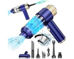 Krachtige draadloze handstofzuiger met 12000PA zuigkracht - 4-in-1 mini-accu stofzuiger met LED-lamp voor auto, huis en dierenharen