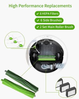 Vervangingsonderdelen geschikt voor iRobot Roomba E5 E6 i7 i7+ i3 i3+ i4 i4+ i6 i6+ j7 j7+, vervangende accessoirekits geschikt voor iRobot i-, e- en j-serie, 6 filters, 6 zijborstels, 4 rubberen borstels. — thumbnail 2