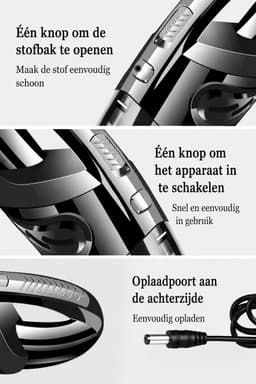 Blinxz.store – Kruimeldief – Draadloze Handstofzuiger – Autostofzuiger – Nat & Droog – 120 W – 2200 mAh – Inclusief Accessoires en Opbergzak — thumbnail 3