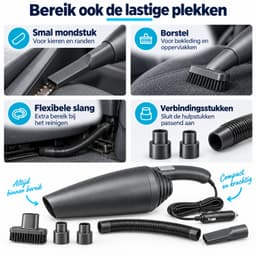 Autostofzuiger - Kruimeldief - 12V 120W - 4,5 meter kabel - Met slang en mondstukken - Zwart — thumbnail 2