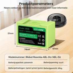Stofzuigeraccu - 14,4 V - 5000 mAh - voor iRobot Roomba — thumbnail 5