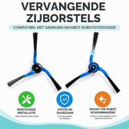 Zijborstels voor robotstofzuiger - 6 stuks - Zwart/Blauw — thumbnail 2