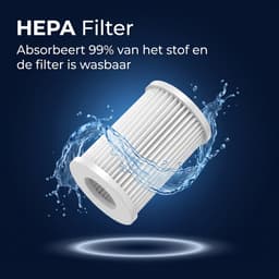 Noxxo® 2-in-1 Mini Stofzuiger & Compressor – Draadloos – HEPA-Filter – 2500 Pa – USB-C Oplaadbaar – Auto, Toetsenbord & Huis – Incl. 3 Opzetstukken — thumbnail 2