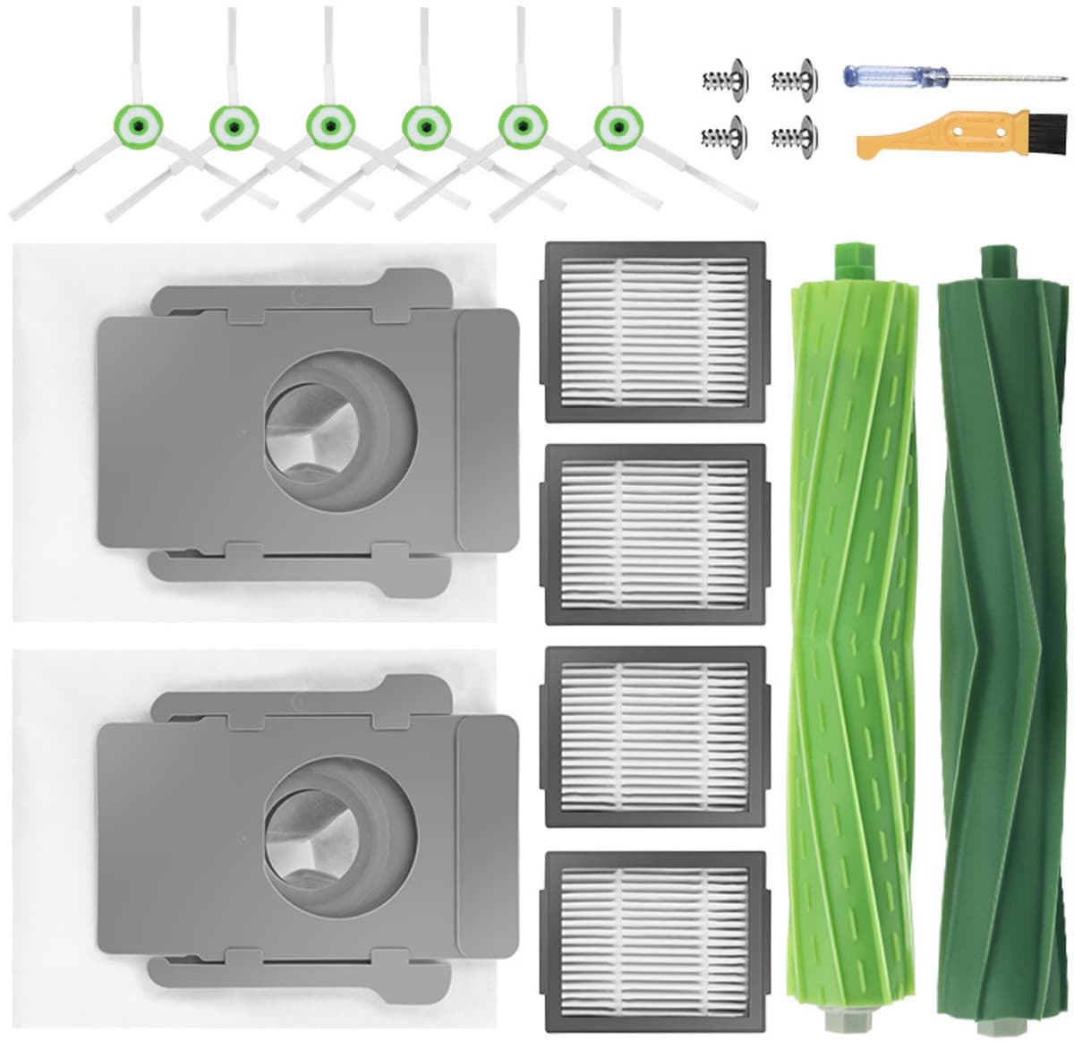 20delige set Onderhoudsset - Geschikt voor iRobot Roomba - i7 i7+ i1 i1+ i3 i3+ i4 i4+ i5 i5+ i6 i6+ i8 i8+ e5 e6 e7 - Geschikt voor iRobot Roomba Onderdelen - Borstel Kit - HEPA Filter - Onderhoudsset – Zijborstel- DUBBEL JAARPAKKET — afbeelding 1