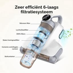 Draadloze mijtstofzuiger voor matrassen, 18 kpa matrasreiniger met 253,7 nm UV-C licht en 80000 trillingen, HEPA-filtermijtstofzuiger, handstofzuiger — thumbnail 4