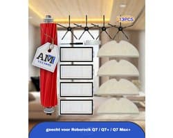 Xiaomi Roborock Q7 / Q7+ / Q7 Max+ Accessoire Kit - 1 Rolborstel, 4 High-Efficiency Filters, 4 Zijborstels, 4 Dweil Doeken - Kunststof & Doek Vloer Bevestiging Set voor Robot Stofzuiger