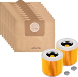 Accessoirespakket voor Karcher WD3 WD3 Premium A2204 - Vervanging Stofzuigerzak 6.959-130 [Set 10] Vervanging Filter 6.414-552.0 [Set 2] — thumbnail 1