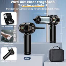 Kruimeldief Draadloos - Auto Stofzuiger - Handstofzuiger - Zwart — thumbnail 2