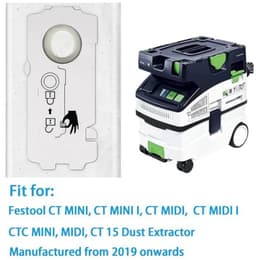 Geschikt voor FeStool 204308 huishoudelijke stofzuigeraccessoires CT15 stofzakken, 15 liter inhoud - 10-pack — thumbnail 2
