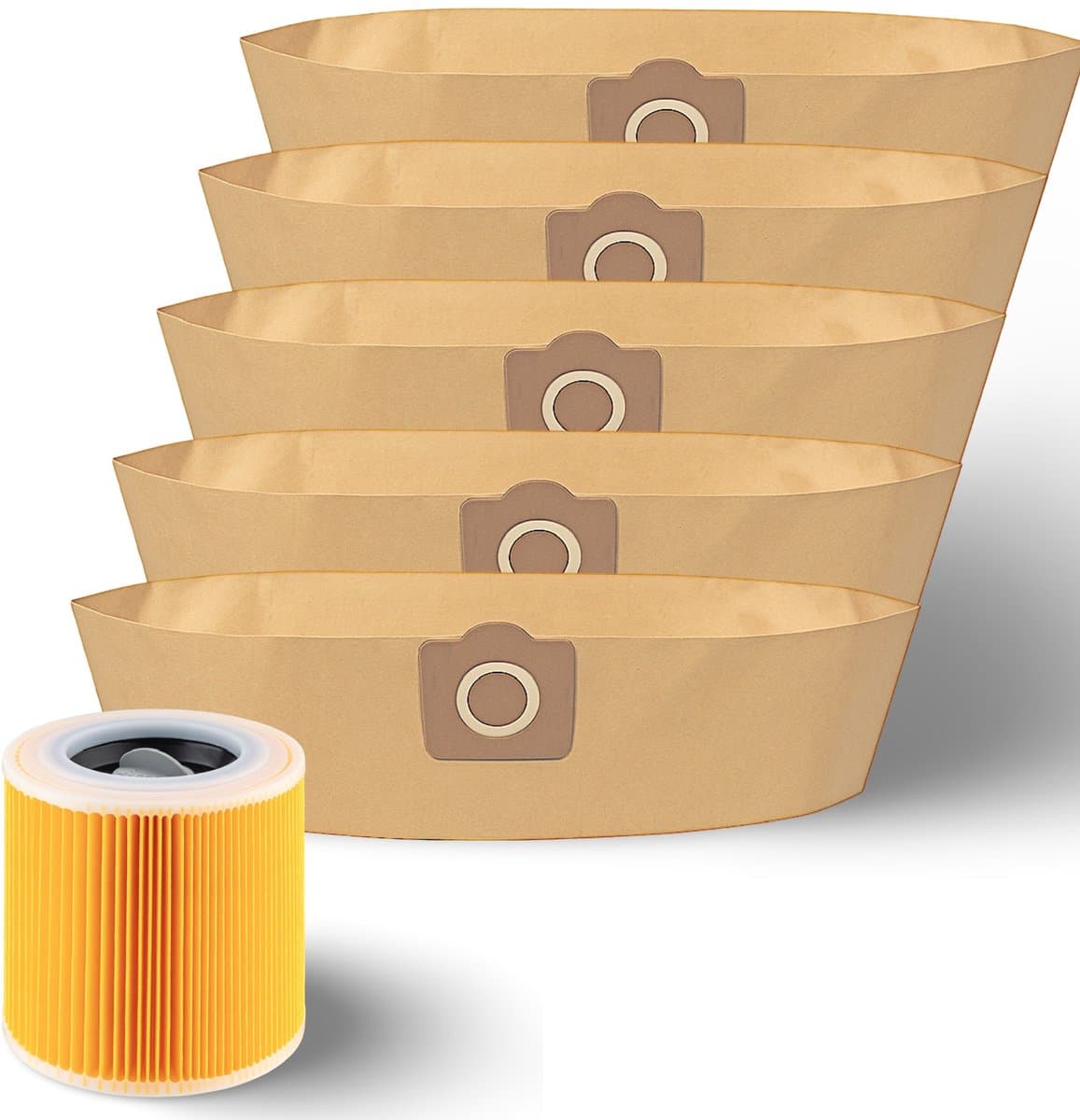 DEGG® - Stofzuigerzakken (5 stuks) & Patroonfilter | Geschikt voor Kärcher WD3, WD3P, MV3, MV3P | Vervangt 6.959-130.0 & 6.414-552.0 — afbeelding 1