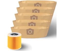 DEGG® - Stofzuigerzakken (5 stuks) & Patroonfilter | Geschikt voor Kärcher WD3, WD3P, MV3, MV3P | Vervangt 6.959-130.0 & 6.414-552.0