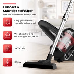 TurboTronic CV07 Stofzuiger zonder zak - Compact Design - Hoge Zuigkracht - Zakloze Stofzuiger - Zwart/Rood — thumbnail 4