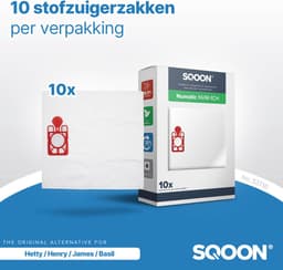 SQOON® - Stofzuigerzakken geschikt voor Numatic Henry, Hetty, James en PPR-240 | NVM 1CH | Model 604015 - 10 stuks — thumbnail 5
