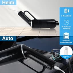 Handheld stofzuiger 120 W/15000 Pa mini-multifunctioneel draagbaar-licht draadloos-oplaadbaar-Zoeken naar dierenharen-auto-thuis-2 wasbare HEPA-filters voor nat en droog (zwart) — thumbnail 3