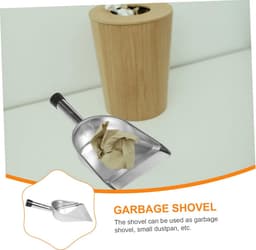 Stoffen Schop - Vuilblik Handvat - Huis Schoonmaken - Roestvrij Staal - 37 cm - Zwart — thumbnail 5