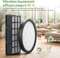 6 stuks filters - 3 lange filterelementen en 3 ronde filterelementen - compatibel met Rowenta Cyclonic X-Trem Power stofzuiger (RO69 XX) — thumbnail 3