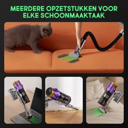 Hiaonyx steelstofzuiger - 9-in-1 steelstofzuiger draadloos - 75000pa - Met dierenborstel - LED Groene Stofdetectielamp - Geschikt voor Tapijten - Harde Vloeren en Dierenharen - 2-liter stofopvangbox - Paarse goudkleur — thumbnail 2