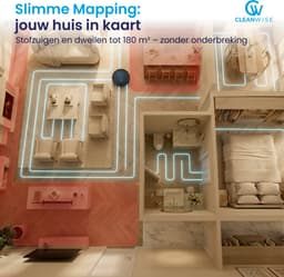 CleanWise Hans Robotstofzuiger met Dweilfunctie & Automatisch Leegstation – 90 dagen handsfree – Nederlands Product – Dweilrobot – LiDAR Navigatie – 7000 Pa – HEPA 14 Filter – Tapijtherkenning – No-Go Zones – Voor Huisdierharen — thumbnail 5