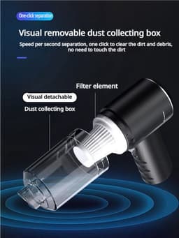 Draadloze Autostoelzuiger - 2-in-1 Draagbare Mini Stoelzuiger met Oplaadbare batterij, Hoge Suikracht voor Auto, Huis en Keuken, Draagbaar Handstofzuiger — thumbnail 5