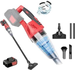 Draadloze Handstofzuiger - Kruimeldief Auto Stofzuiger - Auto Interieur Reinigen - 5500 Pa Hoge Zuigkracht - 1200 Gram - Rood Zwart — thumbnail 1