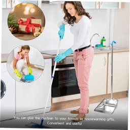 Standaard Stofpan - Grote Stoffer - Keuken Schoonmaken - Lange steel - 85 cm - Zilver — thumbnail 3