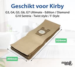 9x Stofzuigerzakken geschikt voor Kirby G3, G4, G5, G6, G7 Ultimate Edition Diamond, G10 Sentria Twist Style / F-Style - Duurzaam Materiaal - — thumbnail 2