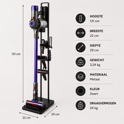 WoonWonder - Stabiele Metalen Stofzuigerstandaard voor Dyson & Dyson Handheld met ruimte voor Draadloze Stofzuigeropzetstukken en Accessoires - Dyson — thumbnail 5