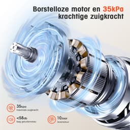Elekiatech Steelstofzuiger - 35000Pa - Steelstofzuiger Draadloos - 2200 mAh Accu - 50 Minuten - 1,5 L Stofbak - voor Tapijten en Harde Vloere - Gold — thumbnail 3