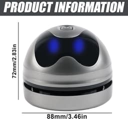 Tafelstofzuiger - Mini stofzuiger - Kruimels opruimen - USB oplaadbaar - 88 x 88 x 72 cm - Grijs zwart — thumbnail 3