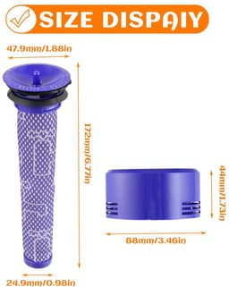 Vervangingsset met 6 stofzuigerfilters voor de Dyson V7 - V8 Animal en V8 Absolute draadloze stofzuiger - inclusief 3 nafilters en 3 voorfilters. Vervangt onderdeelnummers 965661-01 en 967478-01. — thumbnail 2
