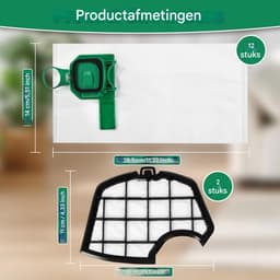 GELLDG Stofzuigeraccessoireset - 14-delige - Huishoudelijke apparaten - 12 Stofzakken + 2 Filters - Reuk- en slijtvast - Geschikt voor Vorwerk Kobold VK140 VK150 FP140 FP150 - Hoogrendement Microvezel Filterzakken — thumbnail 2