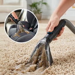 Stofzuiger met wasfunctie – compact apparaat voor het reinigen van bekleding en tapijten met een zuigkracht van 12 kPa | 2-in-1-kierenzuigmond + combizuigmond, 4 m snoer & zelfreinigend | ideaal voor tapijten, bekleding en autostoelen — thumbnail 4