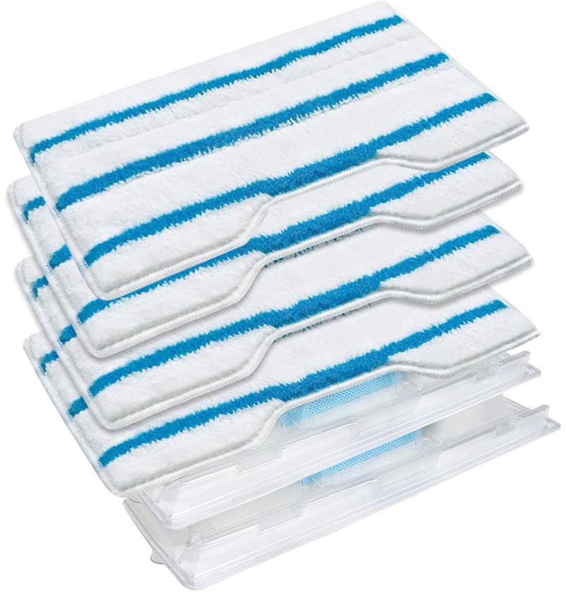 4 stuks Herbruikbare Dweilpads - compatibel met Shark Vac Mop VM252 VM200 VC205 VM250 VM180 VM401 QM250 VM190 - Wasbare Dweilpads voor de stofzuiger - Bij elke vervangende pad wordt een herbruikbare stofbak meegeleverd — afbeelding 1