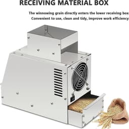 Elektrische graanreiniger - Vogelvoer separator - Graan schoonmaken - Instelbare ventilator - 25 x 13 x 25 cm - Zilver — thumbnail 4