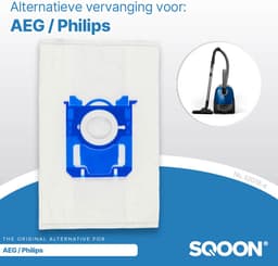 SQOON® Stofzuigerzakken - Geschikt voor AEG (VX8.2 Silence, VX7, VX6, GR201S, GR201M), Philips (3000 Series, Power Go, Performer) en Electrolux (Standard Bag, XXL130, Ergospace) - Hoogwaardige Kwaliteit! - 8 stuks — thumbnail 4