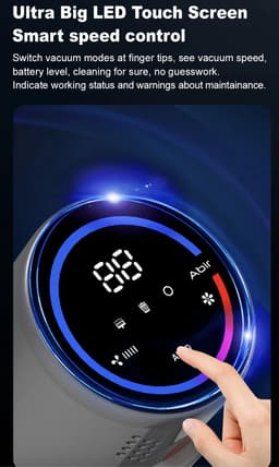 Steelstofzuiger - Elektrsche steelstofzuiger - Kruimeldief - 2in1 - LED touchscreen - Stofsensor - Anti mijt borstel - Automatische snelheidsregeling - 27kPa — thumbnail 4