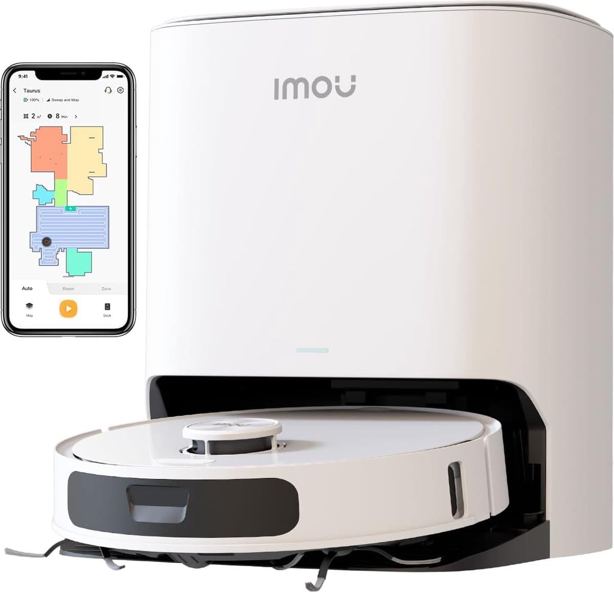 Imou RV3 - Robotstofzuiger met grondinge dweilborstels - Razendsnelle inkaartbrenging door LIDAR sensor - Opslag Plattegrond 3 Verdiepingen - Automatische lediging - AI Aangedreven door Imou Sense - 8500 Pa - 180 minuten aaneengesloten reinigen — afbeelding 1