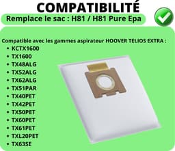 Stofzuigerzak voor Hoover Teliox Extra [Set 10] Vervangende stofzakken H81 / H81 Pure Epa compatibel met Hoover TX stofzuiger — thumbnail 4