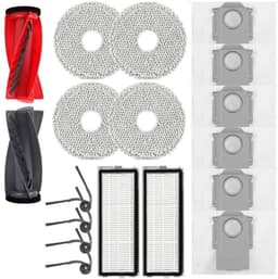 18 stuks Accessoires geschikt voor Roborock Qrevo Curv,Qrevo Curv S5X,Qrevo Edge,Qrevo Edge S5A,Qrevo S5V, P20 Pro stofzuiger - 2 hoofdborstels,2 HEPA-filters,6 stofzakken,4 reinigingsdoeken,4 zijborstels — thumbnail 1