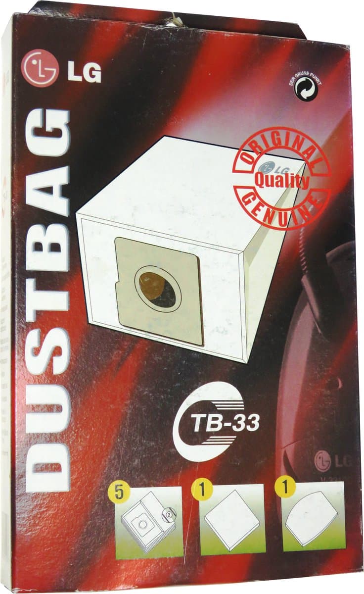 LG Stofzuigerzakken TB-33 - TURBO 2700 - 2900 - V3300 - V3310 - V3314 - 5 stuks — afbeelding 1