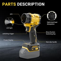 Draadloze ventilator stofzuiger - 2-in-1 apparaat - Snel schoonmaken - Borstelloze motor - 150W vermogen — thumbnail 4
