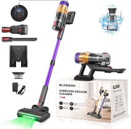 BLOSSOM Steelstofzuiger Draadloos V18 - 550W/50Kpa/60Min - Kruimeldief - Stofzuiger - Hepa - LED-Display - 3 Standen Zuigkracht - 1,5L - Voor Tapijten en Harde Vloere - Paars — thumbnail 1